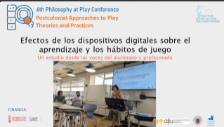 CPyPC_2024's tweet photo. Prado Martín-Ondarza presenta los resultados del estudio "Efectos de los dispositivos digitales sobre el aprendizaje y los hábitos de juego" junto a los investigadores de la UCM Víctor León, Silvia Sánchez-Serrano y Laura Camas https://t.co/1ualC4c8jo