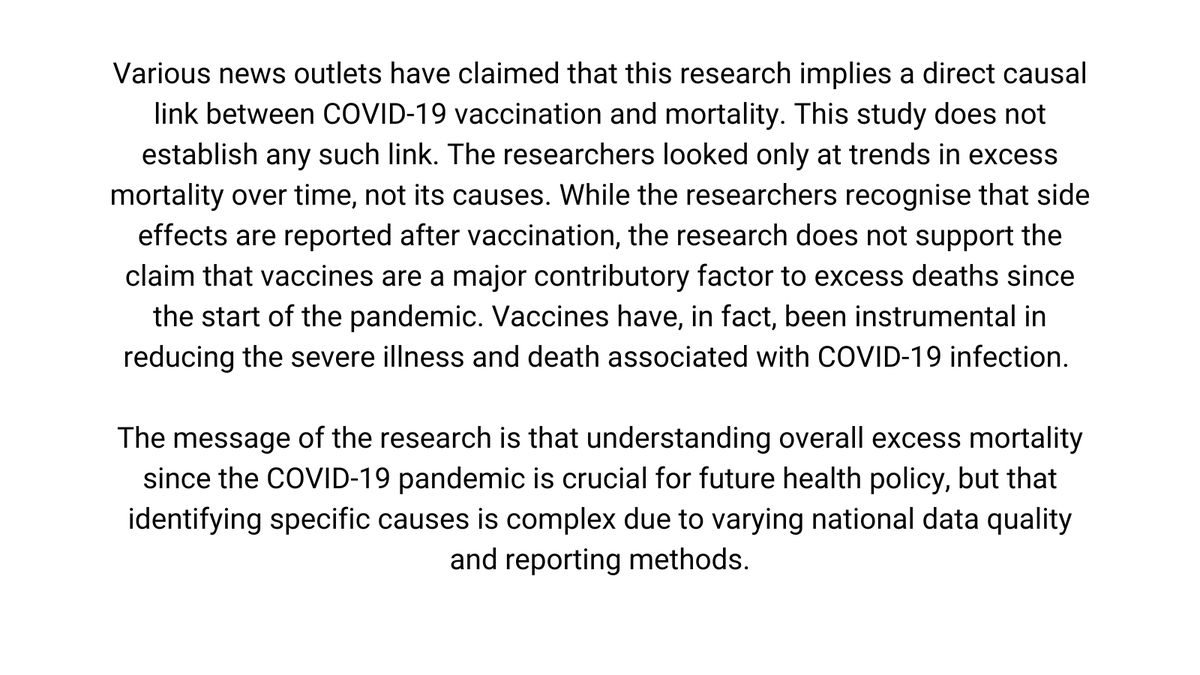 Statement in response to misreporting of BMJ Public Health <a href="/BMJPublicHealth/">BMJPublicHealth</a> research on excess deaths since the COVID-19 pandemic. 
Link: bit.ly/3RfBJGA