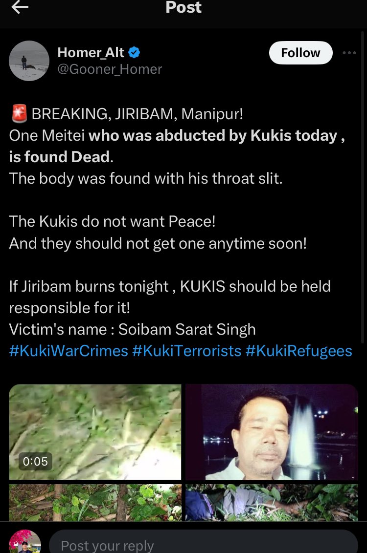 HennaryL's tweet photo. Two days post MP election in India, Arambai Tenggol and Manipur police commando disrupted the Meitei-Kuki peace in Jiribam by killing one of their own to expel the Kuki. This chaos reportedly stems from Biren, whose CM post is threatened.
#BirenPropagandaExposed https://t.co/4NOmphOf9O