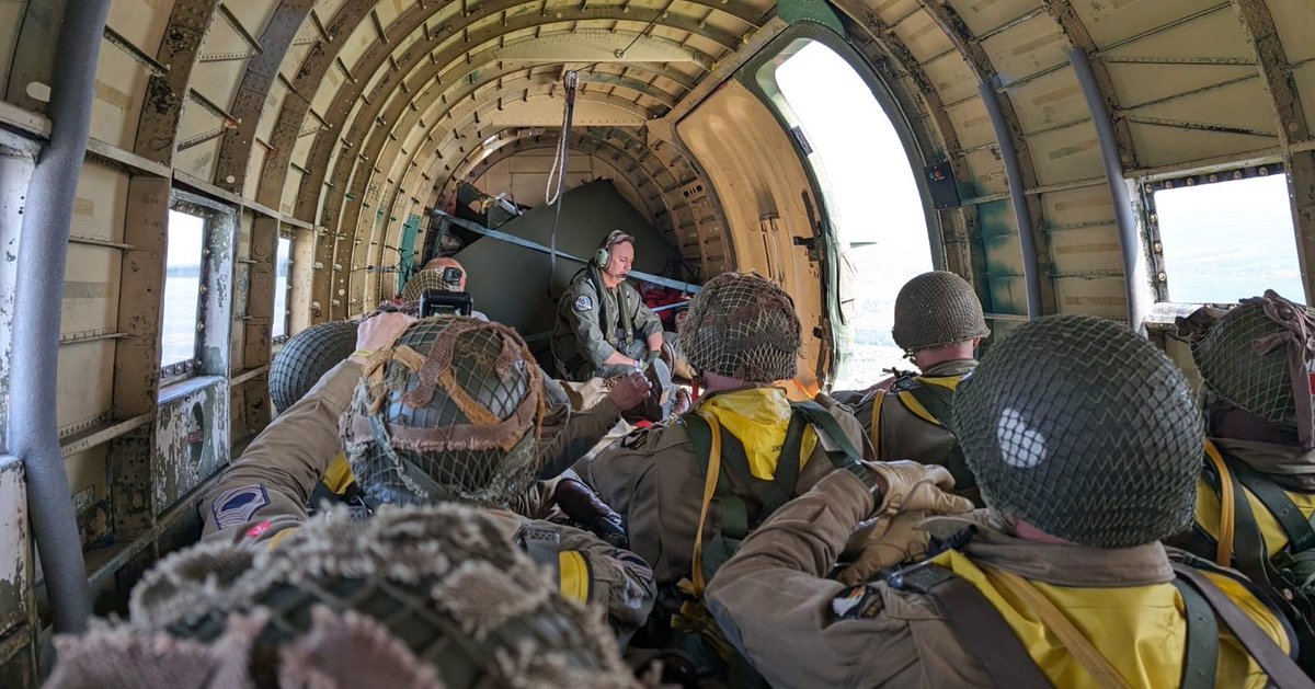 80th Anniversary of #DDay
1 : Paratroopers of the 82nd Airborne prepare to jump over Normandy - June 6, 1944. 
2:  Shared by AHF's President, Retired Army BG Burt Thompson, who is in Normandy to help memorialize the courage and honor of the thousands that stormed the beaches.
