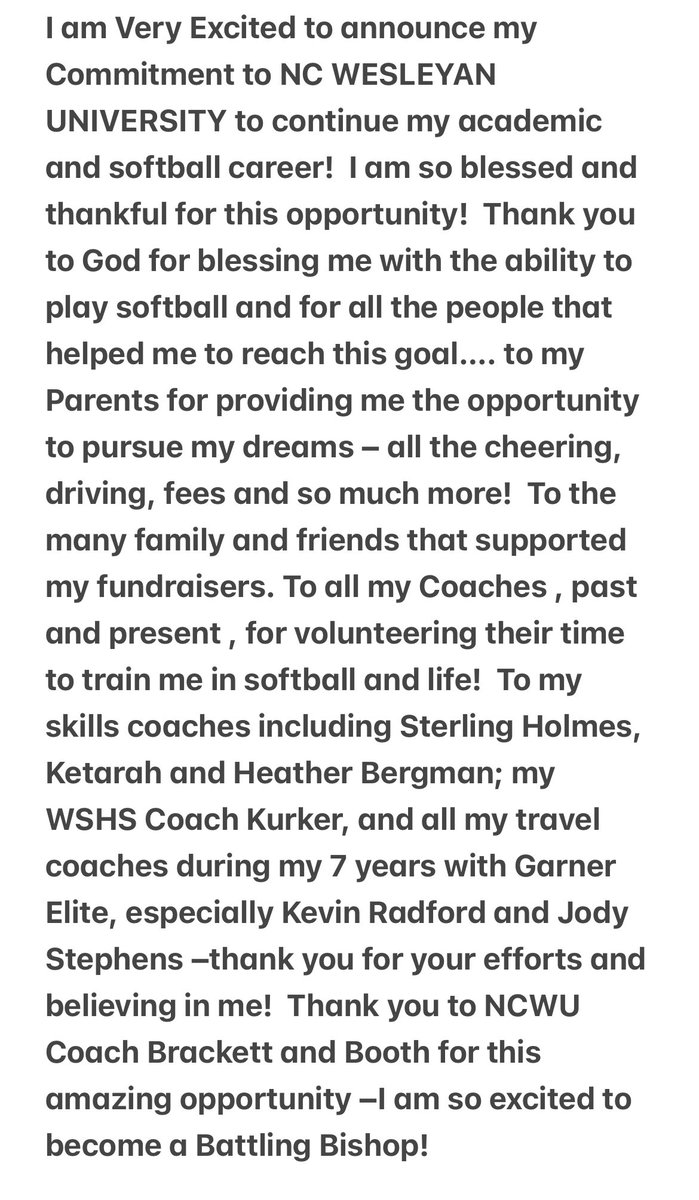 kwhitehurst2024's tweet photo. @NC_Wesleyan_SB @garnerelite06 @WS_Storm_Soft @KevinRadford10 @jodybstephens @KetarahB @Coach_M_Booth @SoWakeFastpitch https://t.co/JGfHV6tz6v