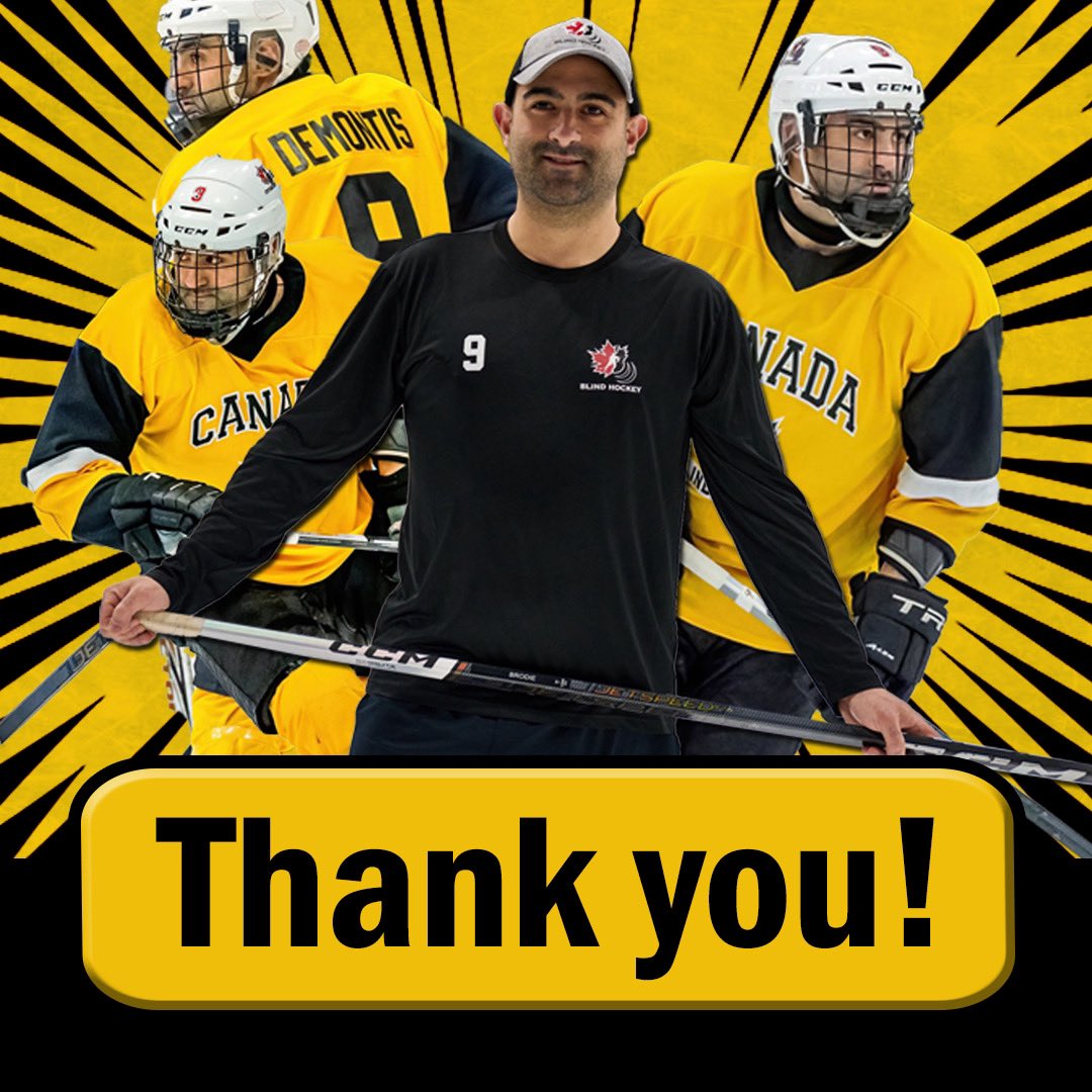 CDNBlindHockey's tweet photo. Congratulations to our founder @MarkDeMontis, winner of the 2024 @NHL Willie O’Ree Community Hero Award presented by @Hyundai! We are so proud of the Blind Hockey community for coming together to win this award to help benefit more Blind Hockey programs &amp; events! https://t.co/zeFq81VyOd