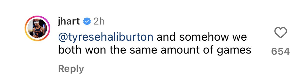 TommyBeer's tweet image. Day begins with Jalen Brunson going at Reggie Miller... day ends with Josh Hart going at Tyrese Haliburton...

yet another reason why Knicks fans have fallen so deeply in love with this Knicks team lol