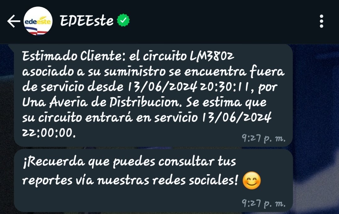luisems95's tweet photo. @EdeesteRD están trabajando en normalizar los apagones. 4 días seguidos ya. Edeeste y sus supuestas normalizaciones https://t.co/hm1djITJeu