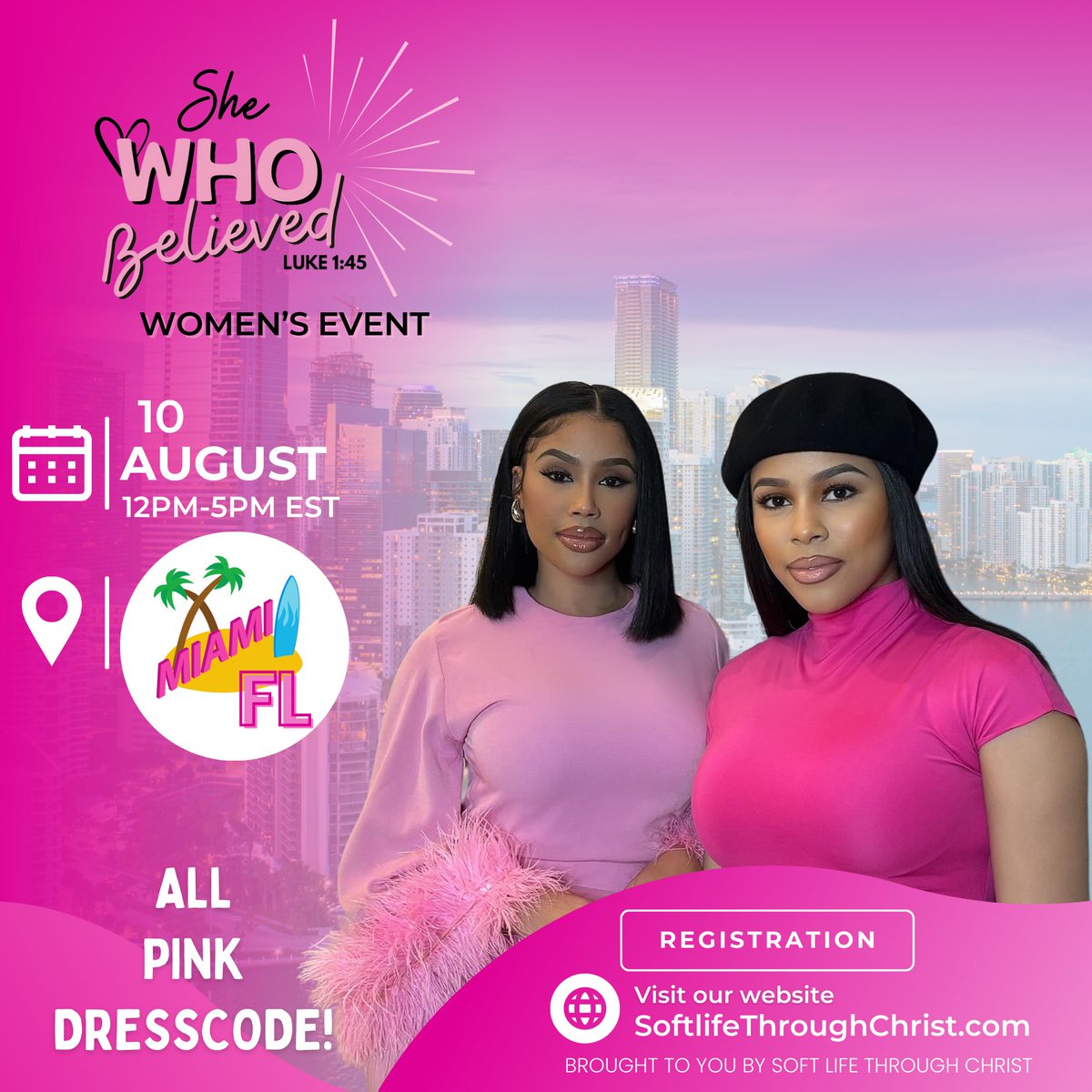 softlifetc's tweet photo. MIAMI! @shewhobelievedconference is on the wayyyyyyy! This is special because Miami is our hometown💕 back where it all started. SEE YOU SOOOOOOOON! 🔥🥰

Tickets available on https://t.co/PPXco1tBXg🫶🙏 https://t.co/uhYqTqEtnT