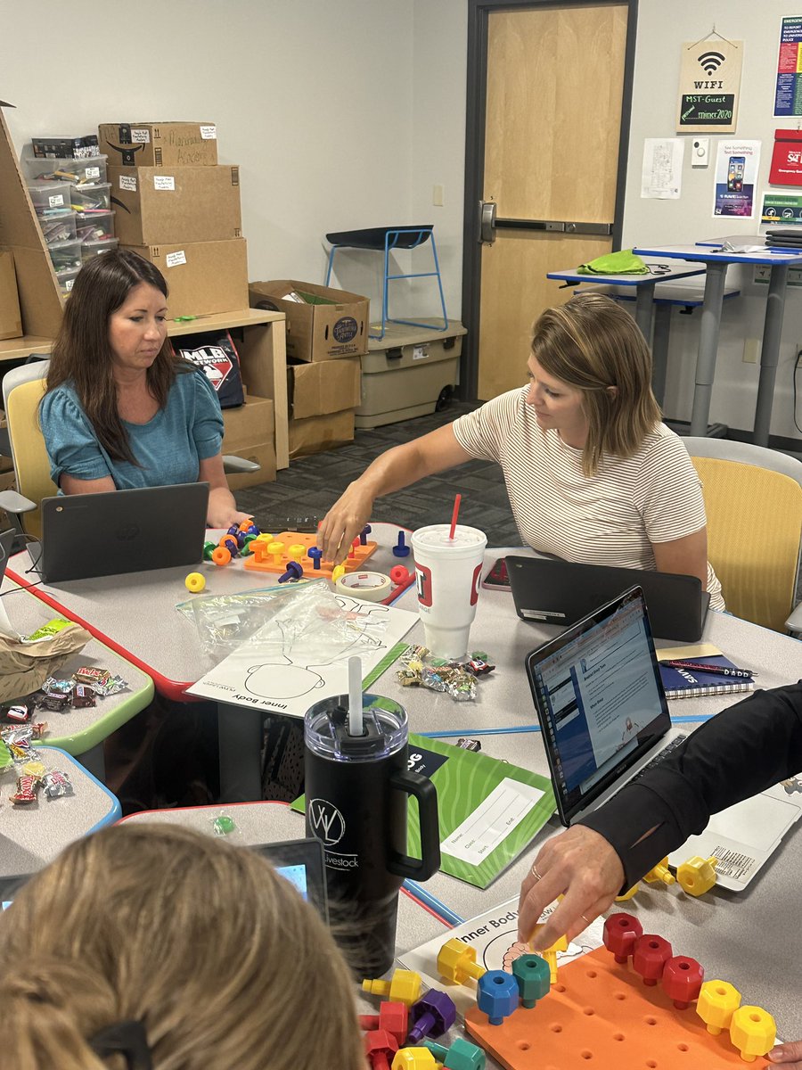 SandTEduc's tweet photo. Dr. Michelle Schwartze and Jessika Zink Cook trained some Rolla elementary teachers in Project Lead the Way Launch on Wednesday. They are ready to go teach STEM! #STEMearly #PLTWLaunch https://t.co/TJkBIRpmRx