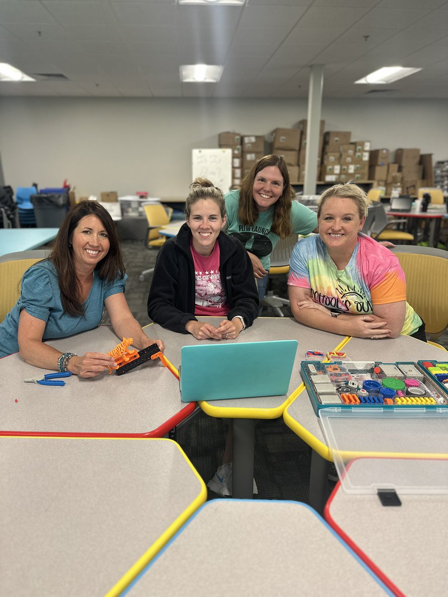 SandTEduc's tweet photo. Dr. Michelle Schwartze and Jessika Zink Cook trained some Rolla elementary teachers in Project Lead the Way Launch on Wednesday. They are ready to go teach STEM! #STEMearly #PLTWLaunch https://t.co/TJkBIRpmRx