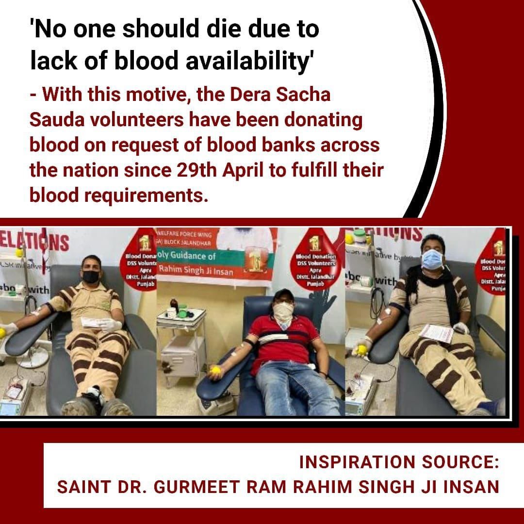 SincereRitika's tweet photo. Being a donor can be life-saving, especially for those in need. Inspired by their Spiritual Master Saint MSG, millions of followers of Dera Sacha Sauda selflessly donate blood, embodying the spirit of service on 
#WorldBloodDonorDay2024. https://t.co/RI0oXjM5Eb