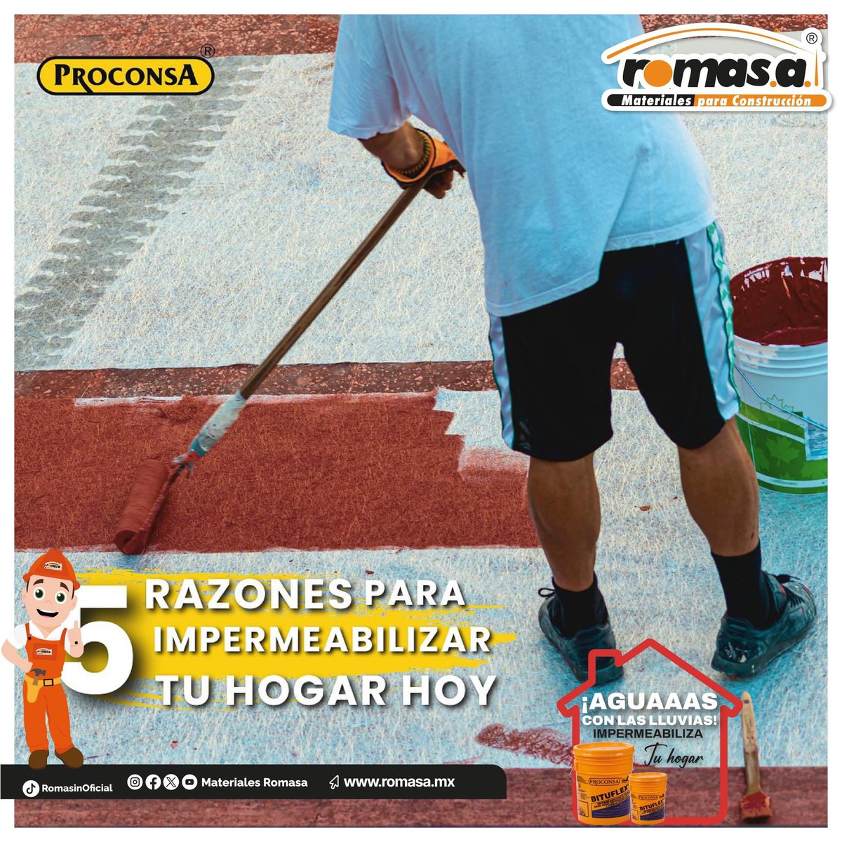 Romasacv's tweet photo. ¡Aguaaas con las lluvias!
Te compartimos 5 razones para impermeabilizar tu hogar hoy y no dejes pasar más tiempo, protege tu hogar de las lluvias. 

#MaterialesRomasa todo para la #construcción. https://t.co/Is6XDuzt3p