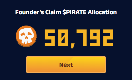 So <a href="/PirateNation/">Pirate Nation</a> giving additional $pirate tokens to players who held Founder's Pirates that did not receive the full amount intended.

Got additional 50k tokens, going straight to the staking pool along with 32 Founder's Pirates. 

Onto the next, Proof of Play Points, ahoy!