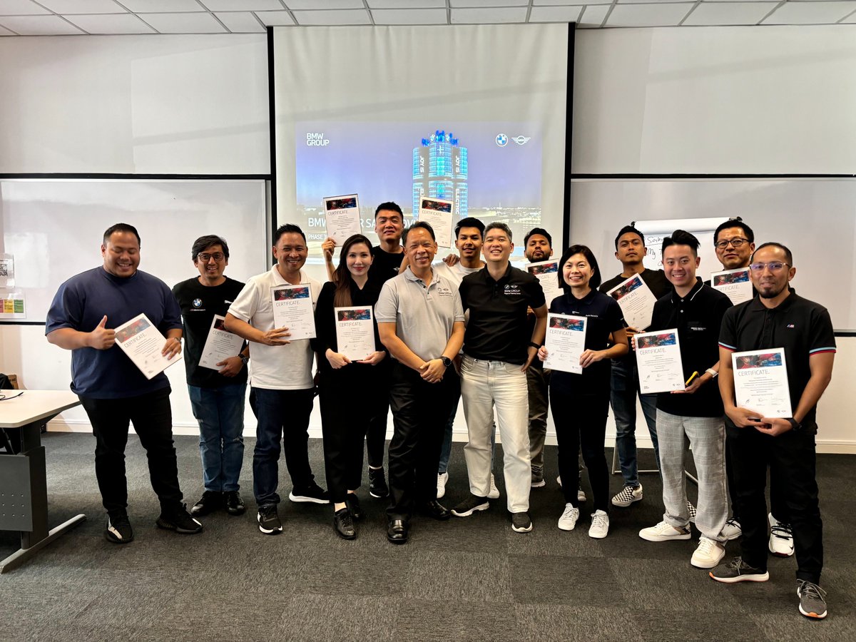 leikhong's tweet photo. I am happy to certify another 12 #BMW Sales Advisors.

Selling is easy when you can identify customers' needs and wants 👥.
- ask proactive questions ❓
- active listening 👂
- solving problems 💡

Wishing everyone great success in your endeavour.

#SellingMadeSimple
#Sales
#Joy https://t.co/hgJlzjb896