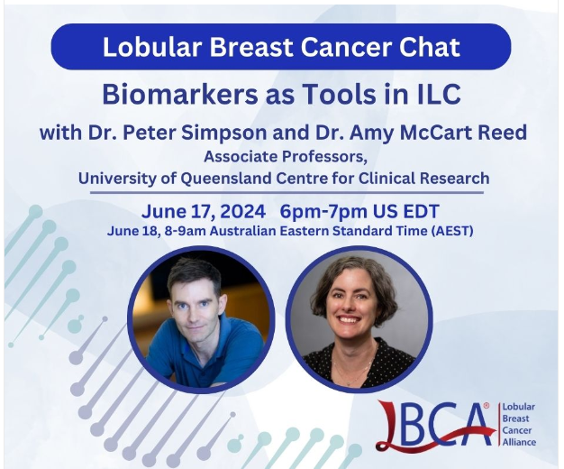 Molecular Breast Pathology Lab (@breast_lab) on Twitter photo 🗓️ Don't miss out on <a href="/LobularBCA/">Lobular Breast Cancer Alliance</a> next #Lobular #BreastCancer Chat! 📌
Join <a href="/PeteSim10031537/">Pete Simpson</a> and <a href="/amymccart/">Amy McCart</a> as they delve into 'Biomarkers as Tools in ILC' on June 17th!! 🧬🔬
#UQCCR <a href="/UQMedicine/">UQ Medicine</a> <a href="/UQMedicine/">UQ Medicine</a> #lobularbreastcancer #ILC #ILCresearch #ILCeducation #lobular #LBCA 🗓️ Don't miss out on <a href="/LobularBCA/">Lobular Breast Cancer Alliance</a> next #Lobular #BreastCancer Chat! 📌
Join <a href="/PeteSim10031537/">Pete Simpson</a> and <a href="/amymccart/">Amy McCart</a> as they delve into 'Biomarkers as Tools in ILC' on June 17th!! 🧬🔬
#UQCCR <a href="/UQMedicine/">UQ Medicine</a> <a href="/UQMedicine/">UQ Medicine</a> #lobularbreastcancer #ILC #ILCresearch #ILCeducation #lobular #LBCA