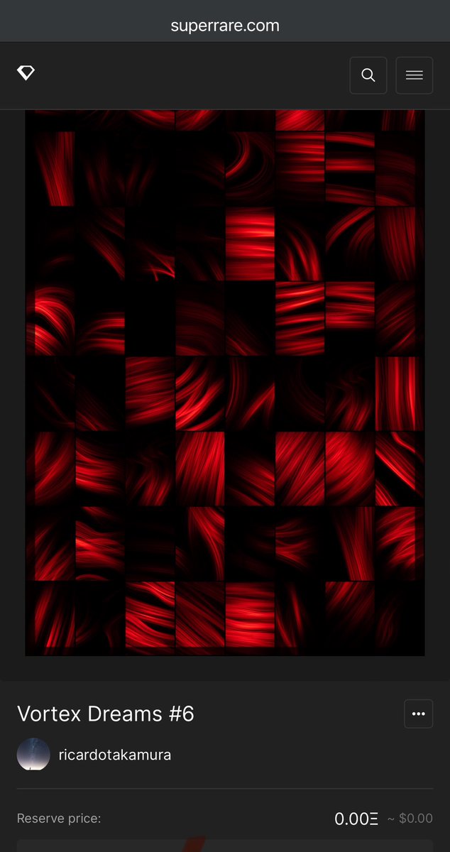 Good morning, 

June is going to be a special month for me, and to celebrate the coming days I settled an auction of a piece from my Vortex Dreams collection with a zero reserve price 

superrare.com/artwork/eth/0x…