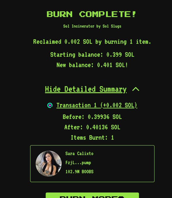 10% of the $BOOBS which was the remainder in the deployer has been burned🔥🔥🔥  https://t.co/Nyl4OM9o3k