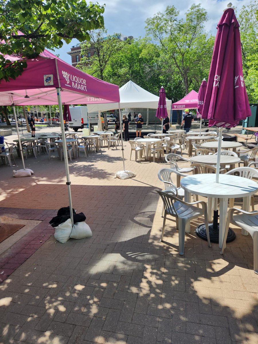 Doing finishing touches on Bijou Patio for #jazz Winnipeg starting tomorrow .
