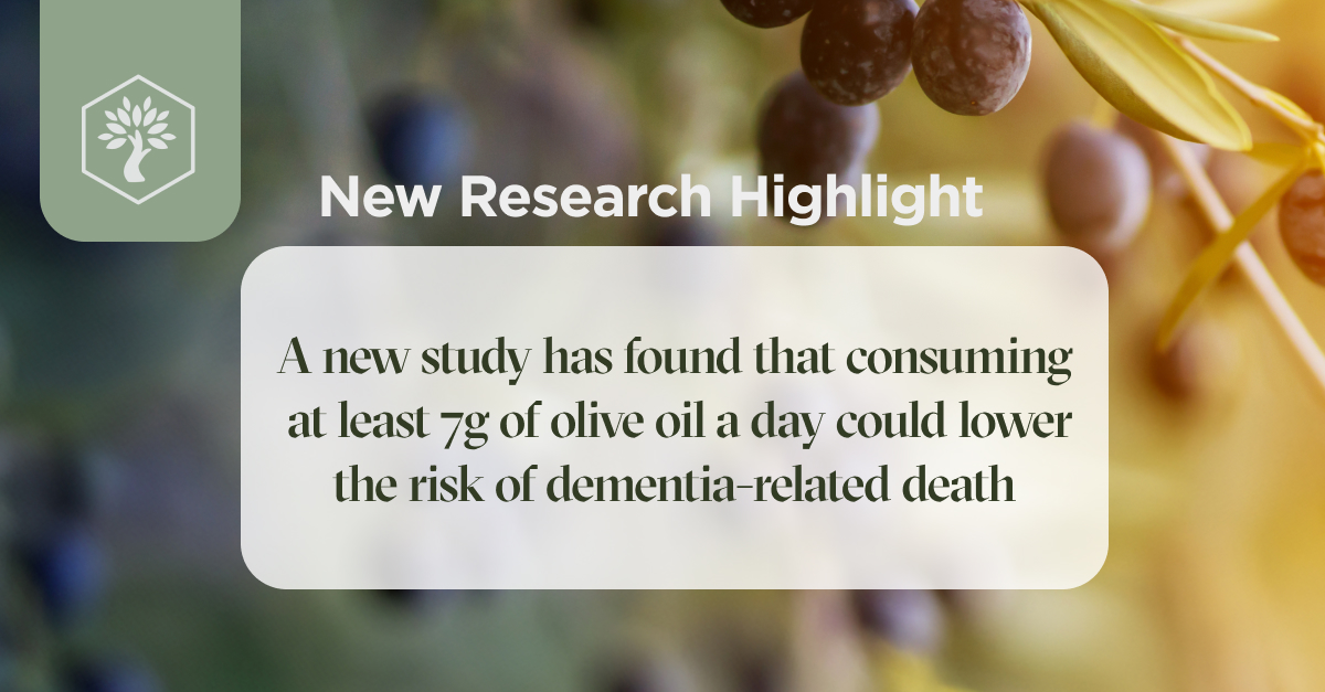 A new study from Harvard University has found that people who consumed over 7g of olive oil a day had a 28% lower risk of dying from dementia compared to those who consumed the least. 

Learn more: bit.ly/3yyCfce
