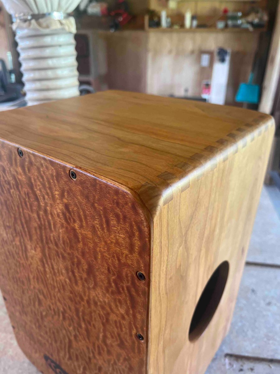 kopfpercussion's tweet photo. Sharing photos of the finished drum from my video series! 🥁✨ Final part drops tomorrow. Stay tuned! #KopfPercussion #CajonBuilding #FinishedDrum #Percussion https://t.co/2YORVlihwB