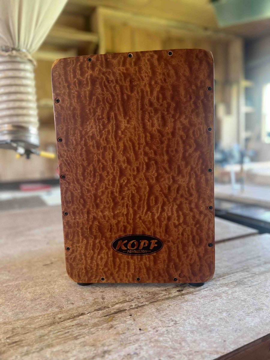 kopfpercussion's tweet photo. Sharing photos of the finished drum from my video series! 🥁✨ Final part drops tomorrow. Stay tuned! #KopfPercussion #CajonBuilding #FinishedDrum #Percussion https://t.co/2YORVlihwB