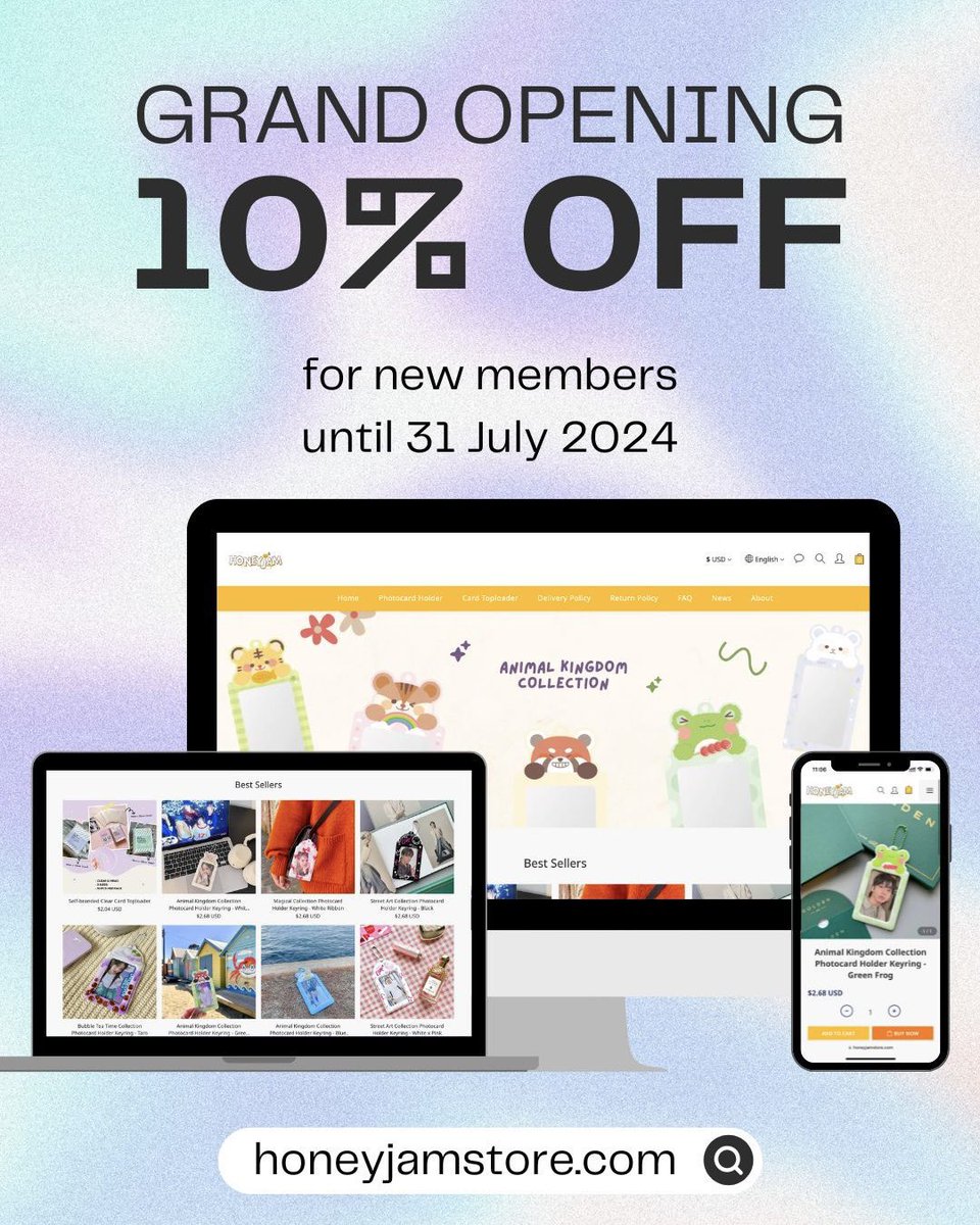 honeyjamstore's tweet photo. 🪩 ꙳ 𝙂𝙍𝘼𝙉𝘿 𝙊𝙋𝙀𝙉𝙄𝙉𝙂 𝙊𝙁𝙁𝙀𝙍 : 10% 𝖮𝖿𝖿 𝖿𝗈𝗋 𝖭𝖤𝖶 𝖬𝖾𝗆𝖻𝖾𝗋𝗌! ⋆ ˚｡⋆୨୧˚ 

We are super excited to announce our brand-new eShop! To celebrate, new members can enjoy an exclusive 10% OFF on all products 🥂

❤️‍🔥❤️‍🔥Shop now: https://t.co/NxWgNWIZk0 

【 𝗛𝗼𝘄 𝘁𝗼 𝗷𝗼𝗶𝗻 𝘁𝗵𝗲 𝗳𝘂𝗻❓】
🍯 Sign up as a NEW member
🍯 Enjoy 10% OFF on your first purchase (1️⃣ time only for each new member )
🍯 Valid until 31 July 2024

#허니잼 #허니잼Honeyjam #honeyjam 
kpopcardholder photocard poca kpop pocaholder photocardholder toploader cardtoploder tradingcard polaroid merch Album Pop up store CollectBook 포토카드 포토홀더 포카홀더 카드홀더 키링 증명사진 인생네컷 키링홀더 슈퍼주니어 스키즈 아이브 트레저 몬스타엑스 레드벨벳 투바투 베이비몬스터 마마무 여자아이들 StrayKids ENHYPEN NCT DREAM DAY6 NMIXX TXT LUN8 Seventeen ZB1 BLACKPINK NCT WISH 127 KAKAO JAPAN KOREA LESSERAFIM ILLIT BABYMONSTER GIDLE TWS AESPA SF9 BOYNEXTDOOR BTS RIIZE Jungkook 정국 JENNIE Lisa STAYC TWS