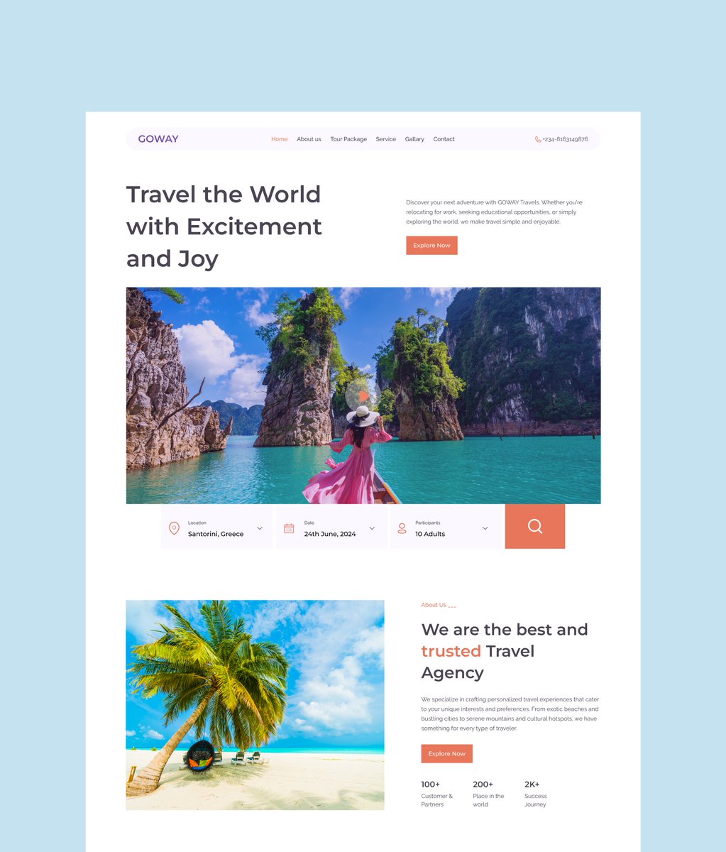 innocentcreates's tweet photo. Hey Guys👋. So  I worked on a landing page for a Travel agent Company. You can check it out. #designcommunity, #productdesign, #UIUXDesign, #Designtwitter,  @hackSultan , @Daviowhite , #Tech_UK, @dnaijatechguy, @Figmaboy2024 https://t.co/ROXBRL3B8x