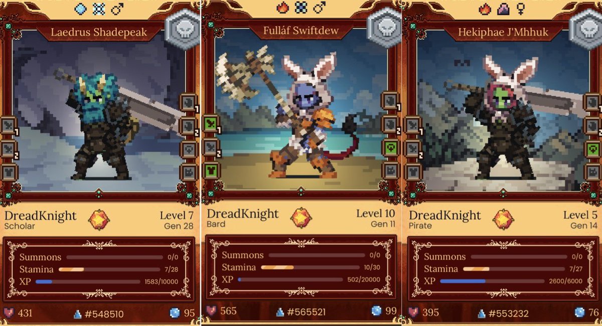 My Zombie Dread Gang. Some of my recent summons over the last month &amp; all greater stoned 🧟 

<a href="/DeFiKingdoms/">DeFi Kingdoms 🔺🌿</a> #jewel #dfk