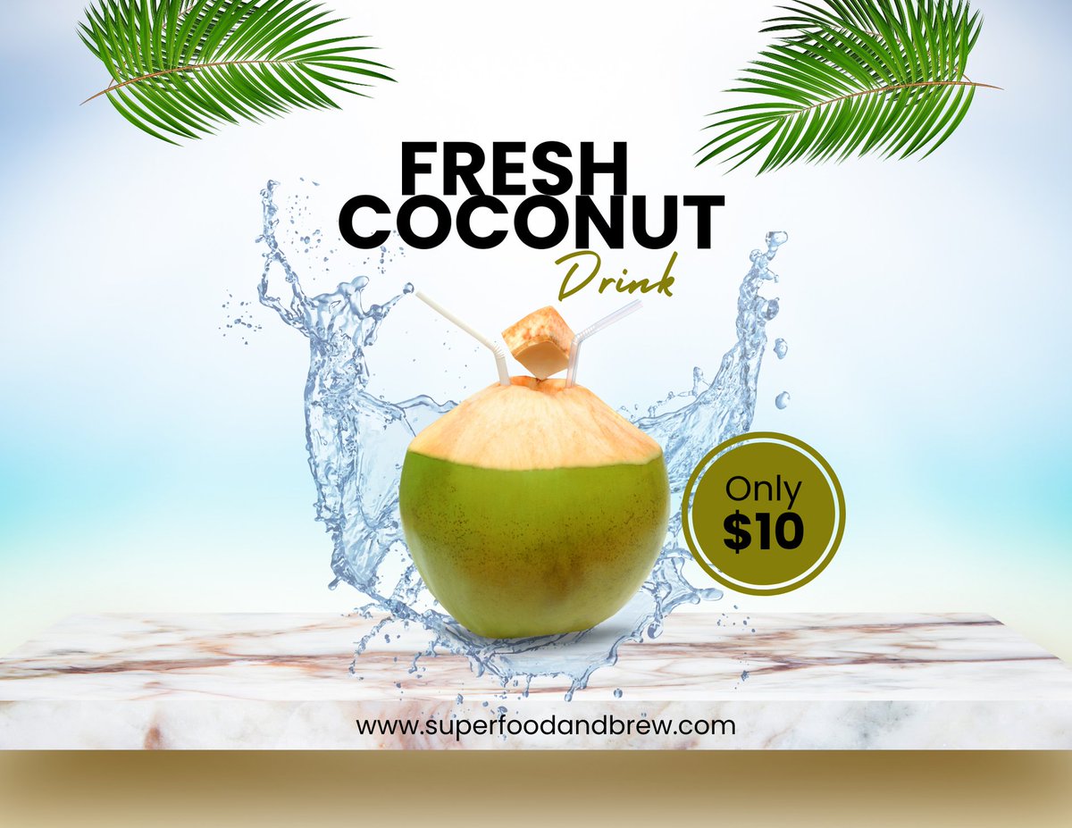 superfood_brew's tweet photo. Feeling thirsty? Quench your thirst with Super Food and Brew's refreshing Fresh Coconut Water in Shell. 🌊🍹 Don't miss out on this tropical treat! #SuperFoodandBrew #CoconutWater https://t.co/8m6xZOXhPv