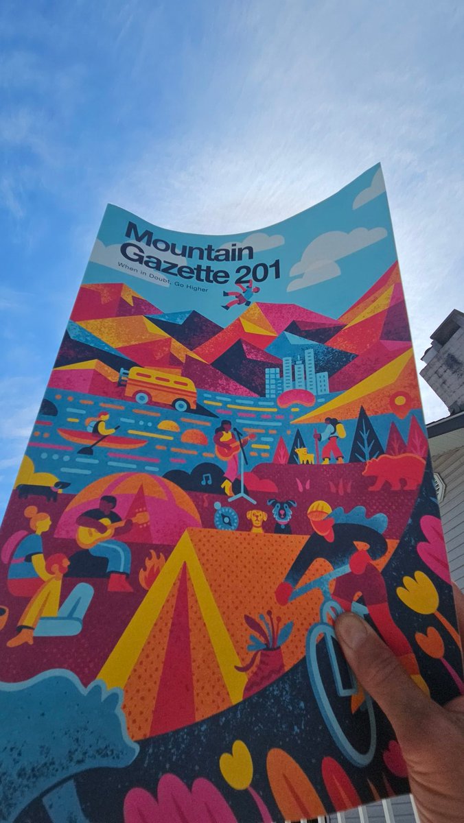 threndyleski's tweet photo. How BIG is #mountaingazette magazine? You need to turn on "panorama mode" to get it all in! Great job, per usual @skiingrogge and team. #whenindoubtgohigher https://t.co/gZ9eJ1y9Ui
