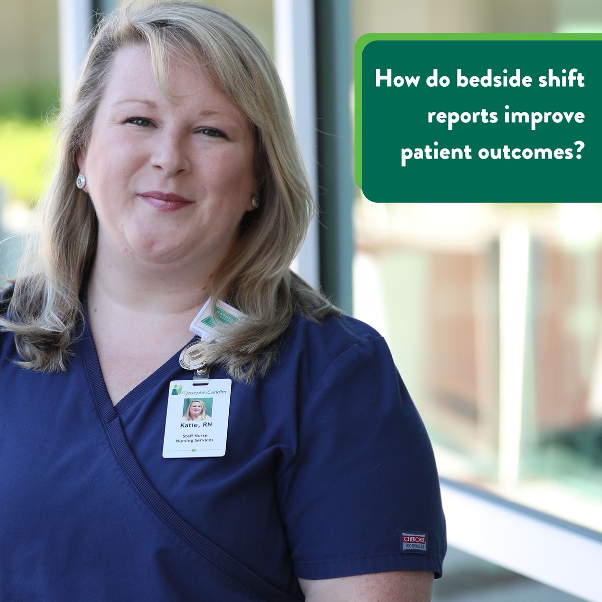 chooseSJC's tweet image. In many hospitals, when #nurses end their shift and hand it off to a #nurse coming in, the two of them go through a shift report at the nurse’s station. How is St. Joseph’s/Candler doing this differently? #Floatnurse Katie Reid, RN - BC explains at sjchs.org/smart-living-h…