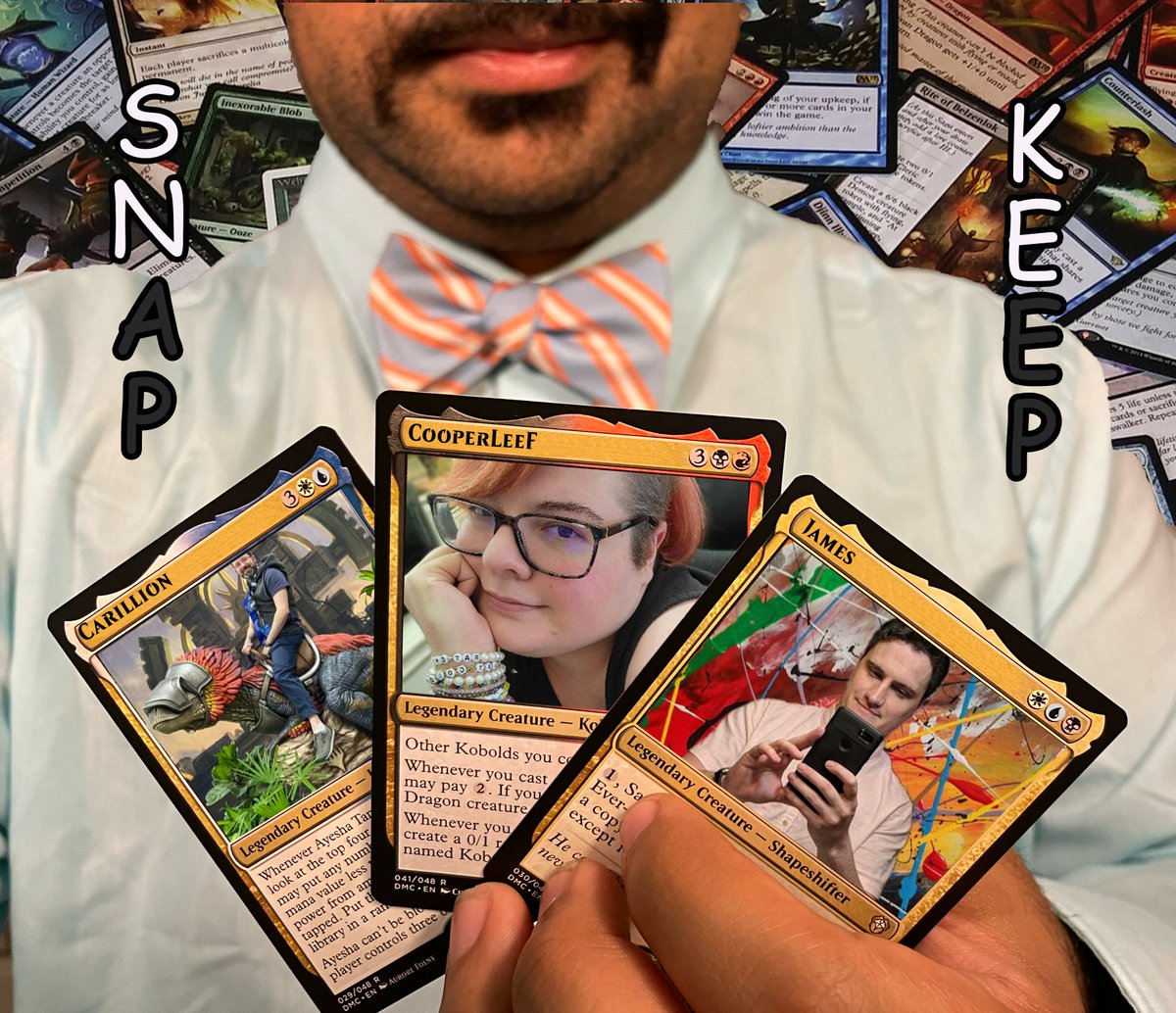 DJandCB's tweet photo. LETS GET READY TO RUMBLE!!!!! In tonights #SNAPKEEP we've @CarillionGaming @CooperLeeF and @AbstractMarcher in the opening hand! Join us and see who will emerge when the dust settles! Over on the Purple App under this same name at 7pmEst!! https://t.co/rC4sMq6u7I