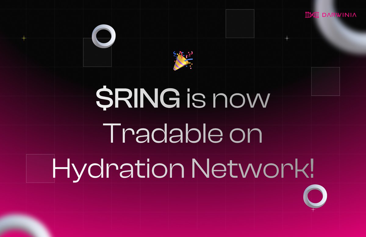 RingDAO_CG's tweet photo. The wait is finally over.  @DarwiniaNetwork RING is now available on @hydration_net! https://t.co/oNbO25JQLR