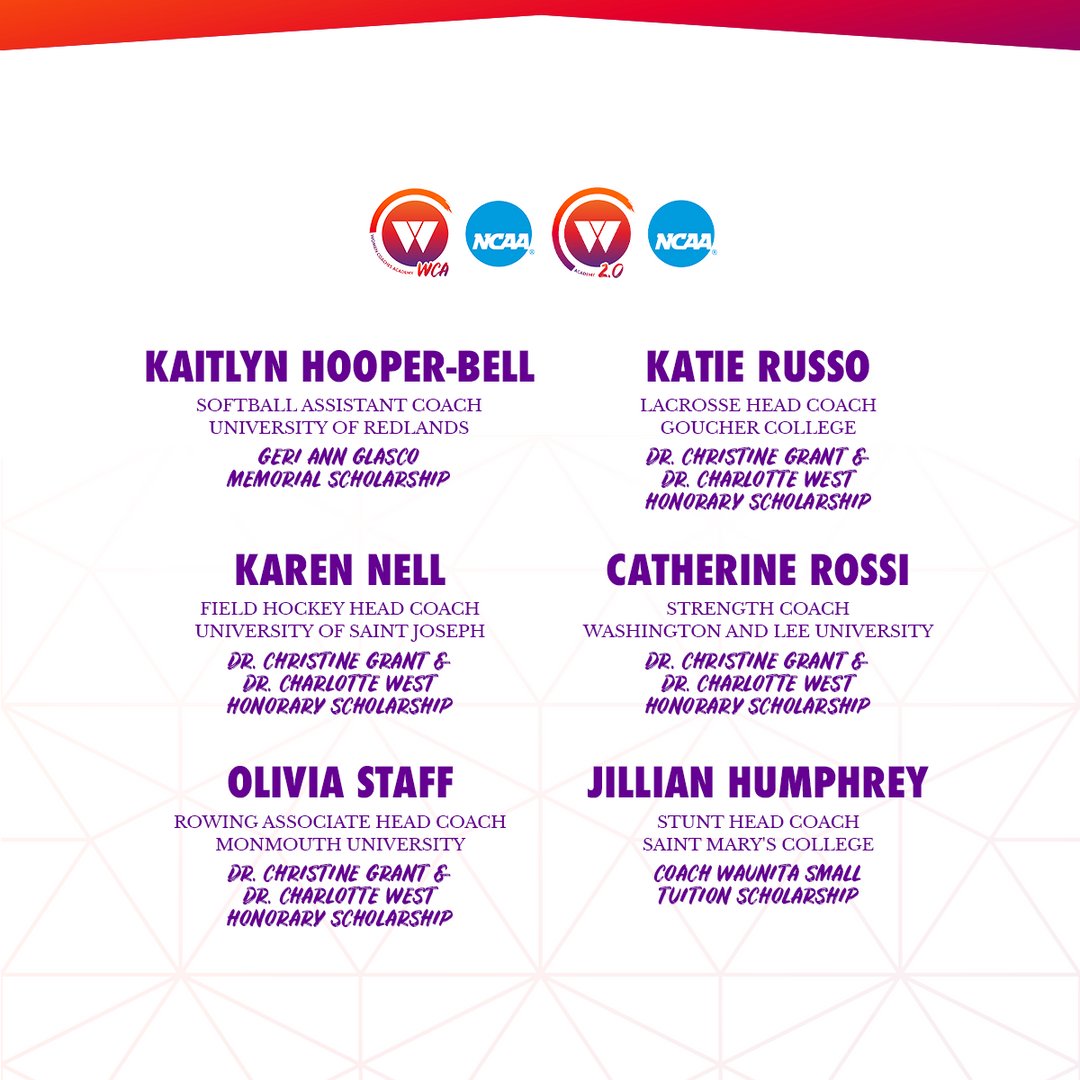 WeCOACH's tweet photo. Excited to announce the remaining recipients of our NCAA Academy Scholarships.

We look forward to witnessing how these individuals make the most of this transformative opportunity!

#WeINSPIRE #WeTEACH #2024WCA53 #2024A207 https://t.co/KVnKzoqKv6