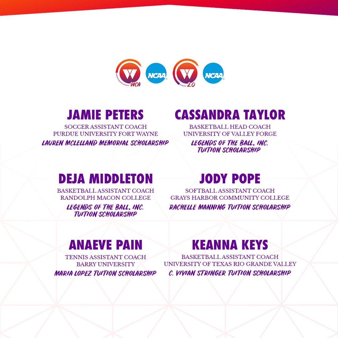WeCOACH's tweet photo. Excited to announce the remaining recipients of our NCAA Academy Scholarships.

We look forward to witnessing how these individuals make the most of this transformative opportunity!

#WeINSPIRE #WeTEACH #2024WCA53 #2024A207 https://t.co/KVnKzoqKv6