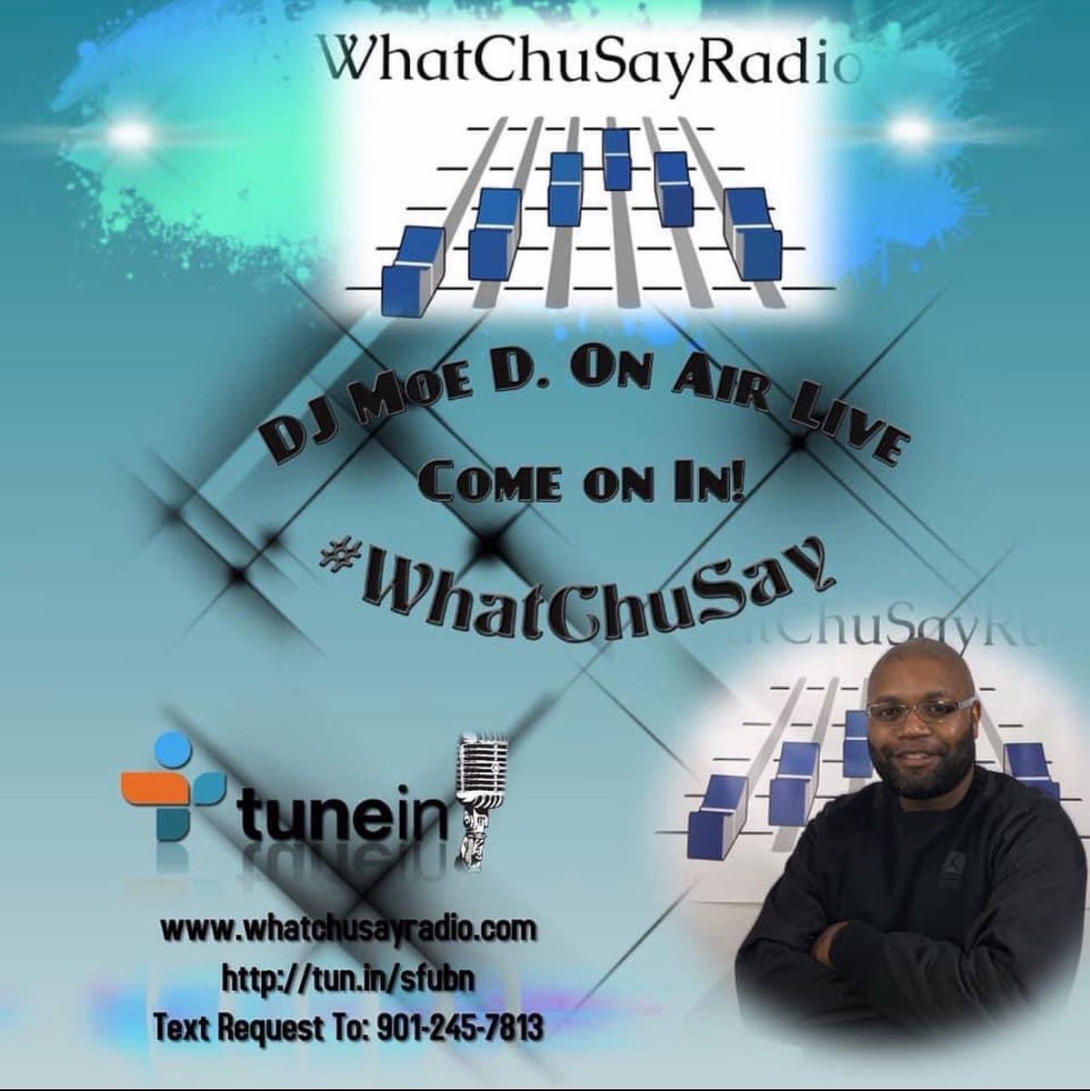 WhatChuSayRadio's tweet photo. Good Evening ๐ Come on and Jam with me tonight Old School Style ๐ถ TBT Live with DJ Moe D. @ 8pm cst! #WeOnWeJammin #WhatChuSay https://t.co/1hgrdxQ2WF