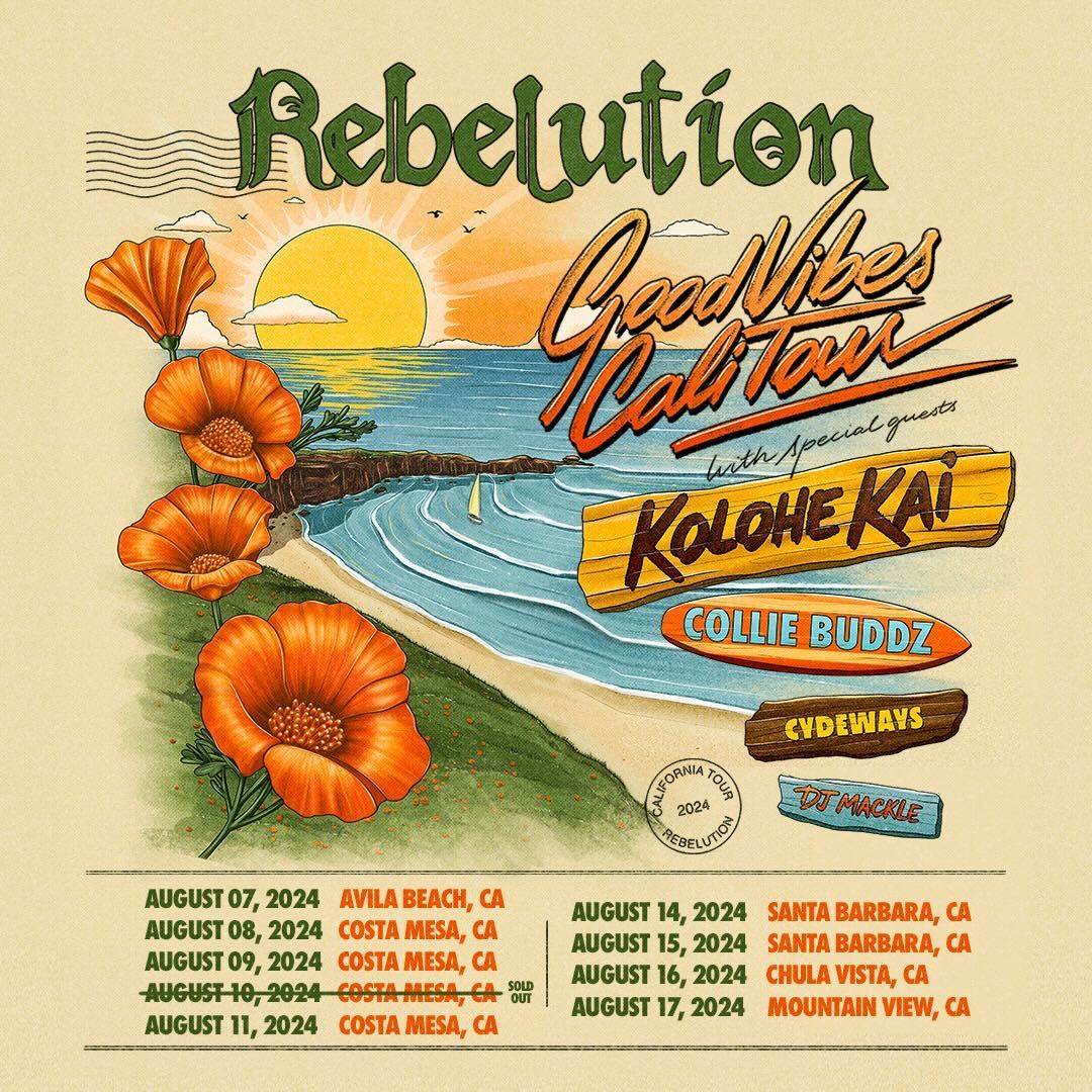 RebelutionMusic's tweet photo. We're so stoked to announce that Kolohe Kai will be joining us at our show in Chula Vista on 8/16! Can't wait to kick off the Good Vibes Cali Tour tour this August 🤙🔥

Grab your tickets through the link in our bio! https://t.co/9nYDacNiTr