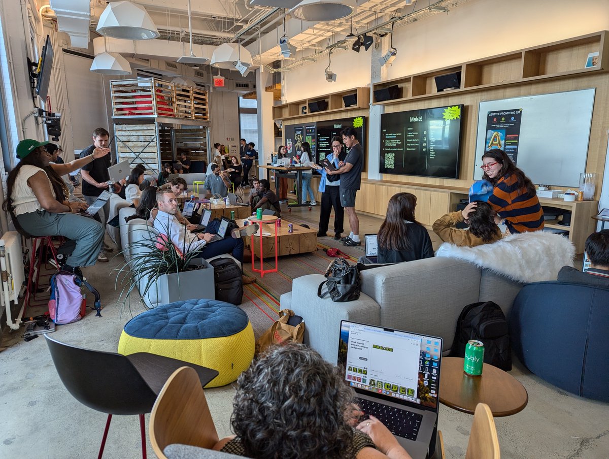 GoogleLabs's tweet photo. We hosted a #GenType craft night at our NYC office!
We invited creatives to generate letters in any form they could imagine - and then they printed their designs onto t-shirts, tote bags, temporary tattoos, and more!
Everyone brought the best vibes, thanks for sharing everything you made❣️
We want to see what you make, too! Imagine and share in the thread below: https://t.co/xwLmQfGLzK