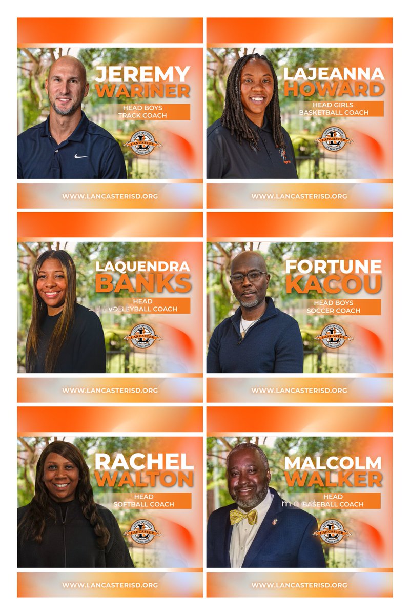 📢 Lancaster ISD is excited to welcome these new head coaches to #WEBONation 🐅🥇🧡🖤

Read more here: lancasterisd.org/article/1644230