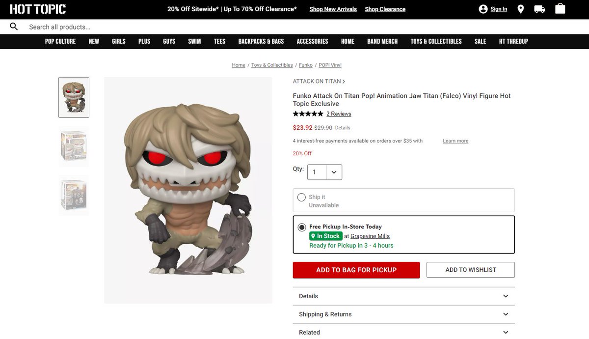 BaugusBryson's tweet image. OH WAIT! HE'S OUT ALREADY~!  OMG 

Can't wait to sign ALL of the Bird Boys™️

#AOT #Falco #JawTitan #Funko