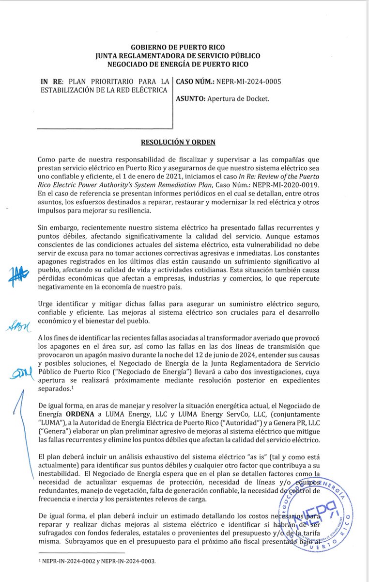 JuntaJRSP's tweet photo. El #NEPR emitió una resolución para ordenar a LUMA Energy, Genera PR y a la AEE elaborar un plan prioritario para la estabilización de la red eléctrica. https://t.co/0x16P5JxG0