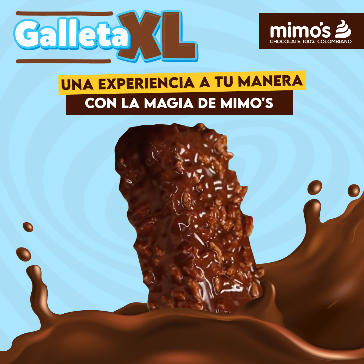 💙¡Mimo's a un nivel XL con nuestra galleta XL!💙 Una deliciosa maravilla que combina perfecto con cada antojo que se te ocurra😯🍫 Pide tu galleta XL🍪, agrégale el topping que desees 🌈y sumérgelo en nuestro mágico chocolate🤤, ¡Super fácil!😎  ✨¿Cómo quieres la tuya?✨