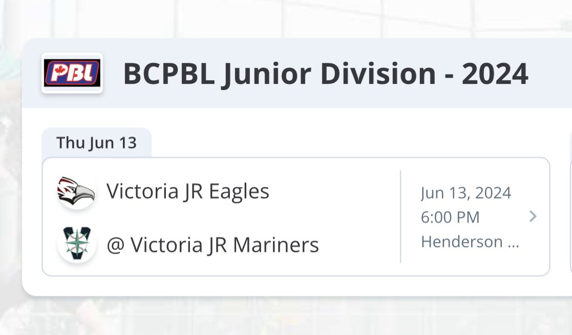 PBLrumours's tweet photo. BREAKING - The first “Thursday Night Baseball presented by PBLrumours” will be the clash between the Victoria JR Eagles and the Victoria JR Mariners #BattleOfTheIslamd #rivalry #HumNowww https://t.co/uffJQhKPc2
