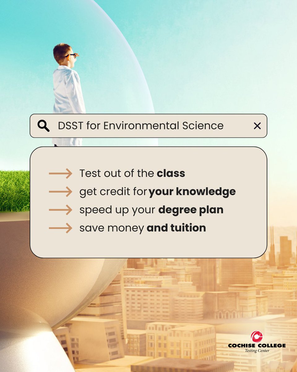 TestingCochise's tweet photo. The  DSST can do more than give you a passing score. It can actually accelerate your degree program by a semester or more. Find out how! #DSST #creditbyexam #SaveMoney #graduatefaster https://t.co/tDm25ZKRDr