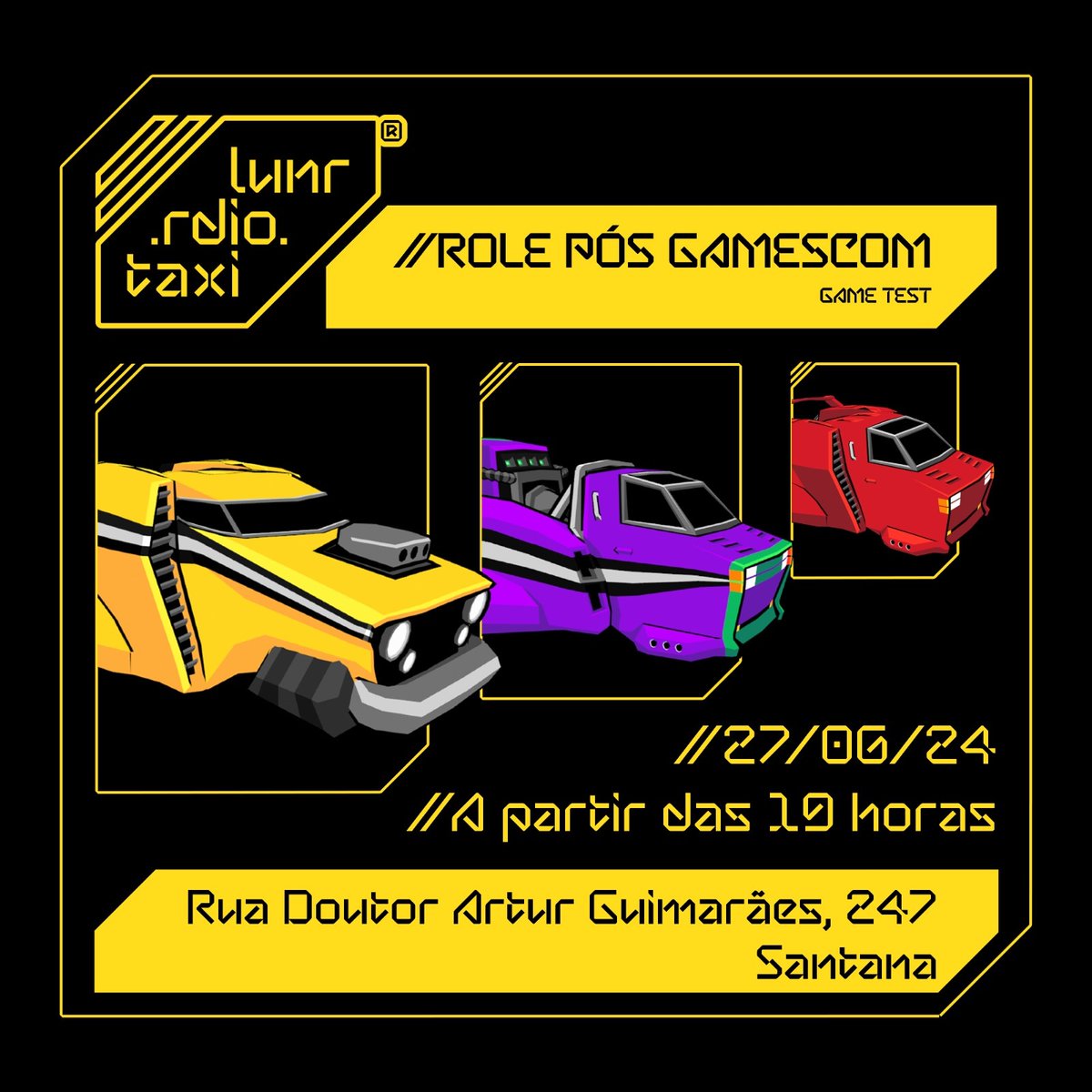 Procurando um after da Gamescom? Cola com a Soín, no dia 27/06, a partir das 19h, vai ter playtest aberto do lunr.rdio.taxi, com música, comida e bebida! Vem conhecer nosso jogo, trocar uma ideia e se divertir! Vai rolar na Rua Doutor Artur Guimarães 247!
#gamescomlatam