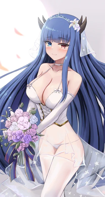 6月といえばジューンブライドなんてものが騒がれますが、由来はいろんな説がありはっきりとは分かってないらしいです。幻想的で素敵なものがルーツだと個人的には嬉しいかなと思います。皆さんはいかがでしょう?イラストはウェディングドレスな伊吹ちゃんです。 #アズールレーン #アズレン 