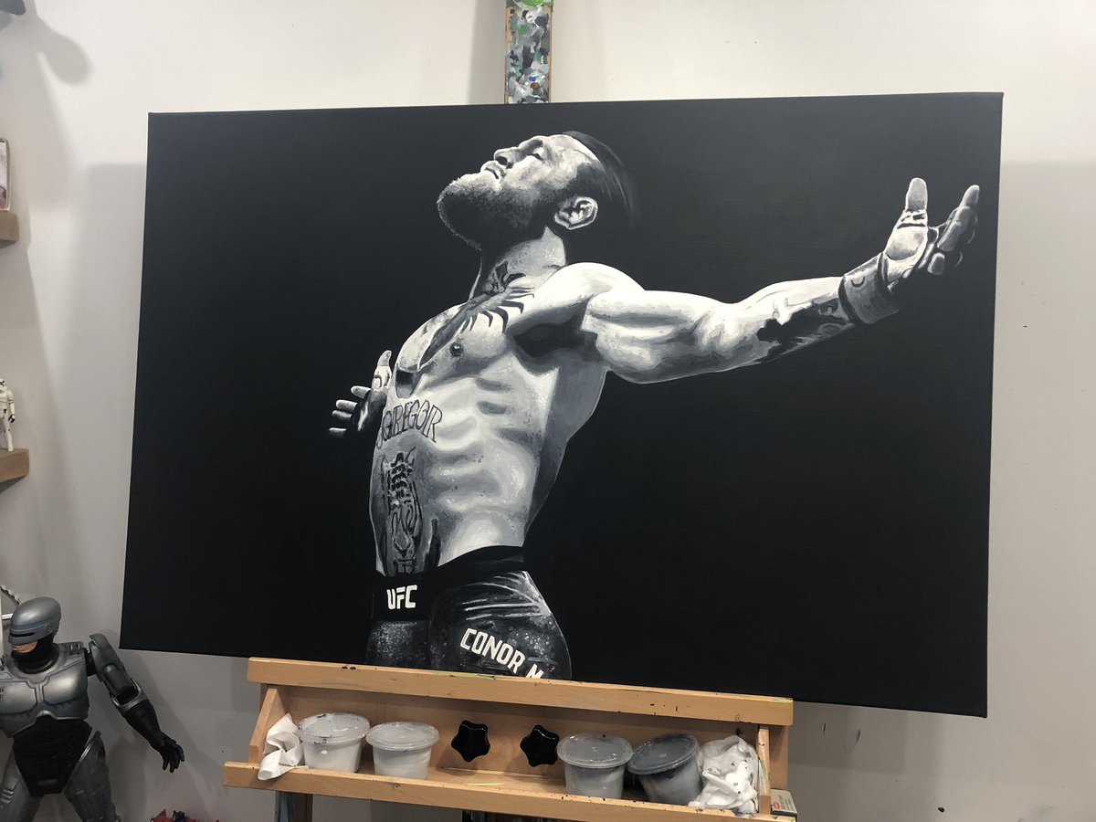 RossBainesArt's tweet image. If McGregor actually fights I’ll give one person who retweets this a free limited edition print 👊

#ufc303 #McGregor #MMATwitter