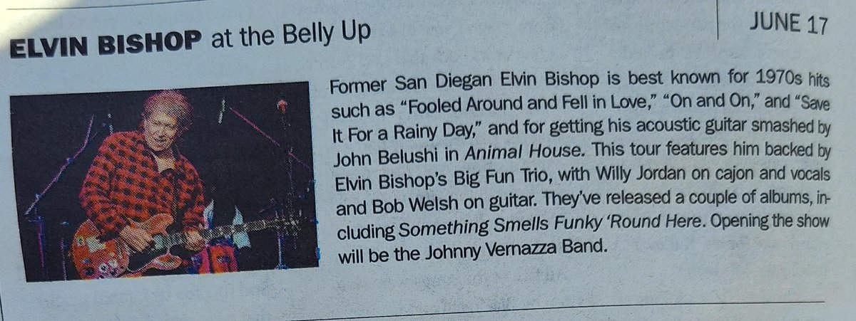 WilburyDirk's tweet image. This is what happens when you let AI write the articles. Stephen Bishop...Elvin Bishop...Whatever! #SanDiegoReader #StayClassy