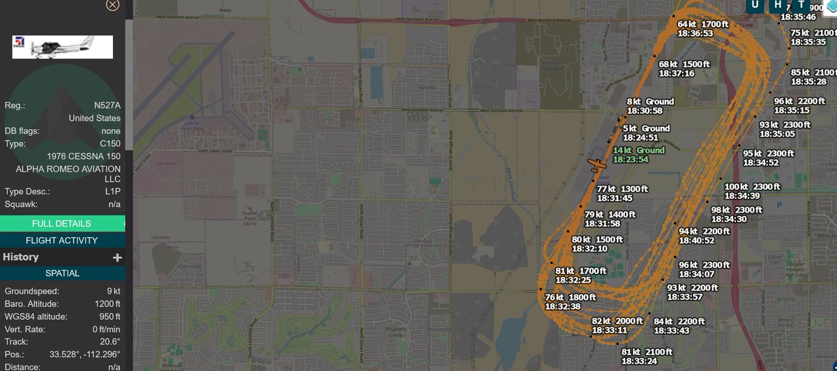 MarkChagalt's tweet photo. #azcentral #newsOnce @GlendaleAZKGEU @AZAGMayes @SecretaryPete @FAANews 

Whatever was done... thank you. Glendale Airport is a tad better. Still needs work. Pilots circle to circumvent flying in the field. Speed, buzz homes. 

How are licenses being given or maintained? https://t.co/gnSC098jrO