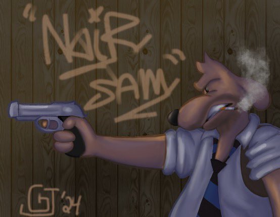 glitchedjunk_'s tweet photo. Here’s a drawing of noir Sam I did a bit ago cause I’m excited for TDPH #samandmax #noirsam #samandmaxfreelancepolice #art #fanart https://t.co/ERBwGoVVSA