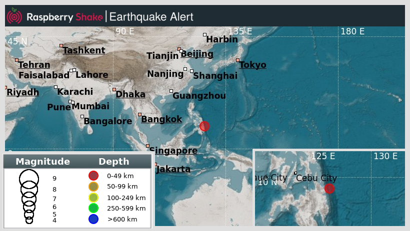 raspishakEQ's tweet photo. Preliminary M5.0 #Earthquake
ID: #rs2024lqsjff
47km from #Bayabas, #Mindanao,Philippines
2024-06-13 21:45 UTC
Source: #GFZ
@raspishake
Join the largest #CitizenScience EQ community ➡ https://t.co/Y5O0dgJqJF
EVENT ➡ https://t.co/WpDywMQL3e https://t.co/J1yG2v01LD