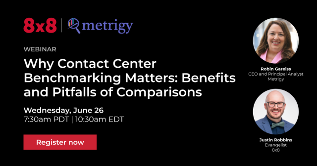 johnlsun's tweet photo. On June 26 at 10:30 am EDT, join @RGareiss, CEO and Principal Analyst of @Metrigy, and @justinmrobbins, @8x8 Chief Evangelist, for a discussion on the benefits of #contactcenter benchmarking and how to avoid common pitfalls #customerexperience #CCaaS https://t.co/uzW12TaMTp https://t.co/pmjEMnZAGJ