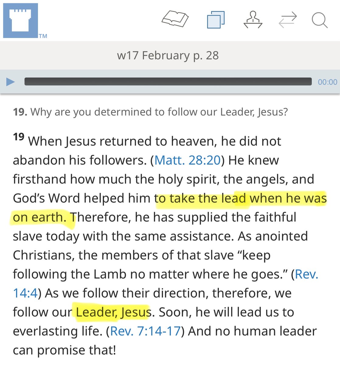 Larchwood20's tweet image. 1/2 The Insight book says Jesus "took the lead" and was "a leader".  The Feb 2017 Watchtower also describes him as "taking the lead".